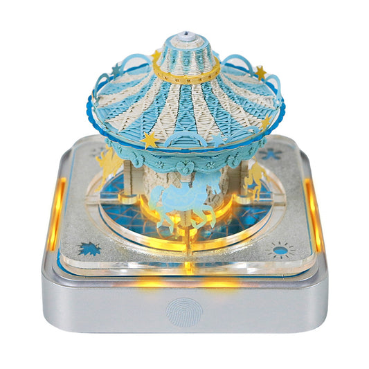 3D Blue Carousel Panoramic Calendar 2025 With LED