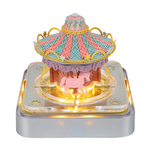 3D Pink Carousel Panoramic Calendar 2025 With LED