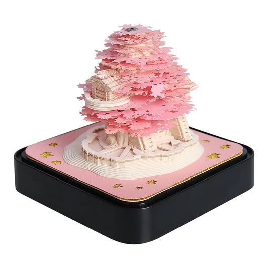 3D Pink Tree House Panoramic Calendar 2025